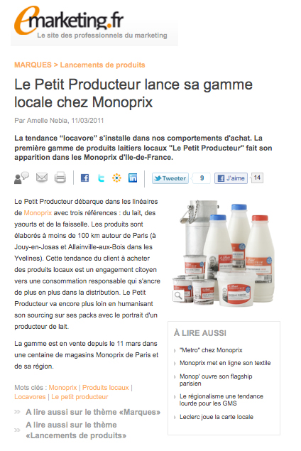 Le Petit Producteur lance sa gamme locale chez Monoprix
