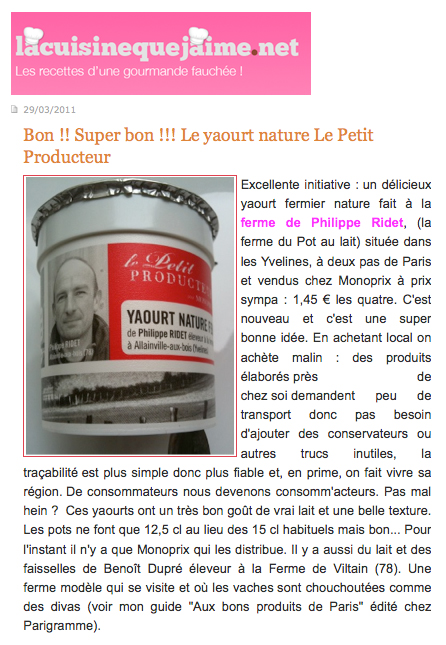 Bon !! Super bon le yaourt Le Petit Producteur !!!