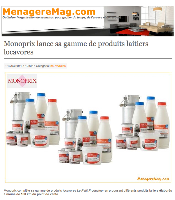Monoprix lance sa gamme de produits laitiers locavore